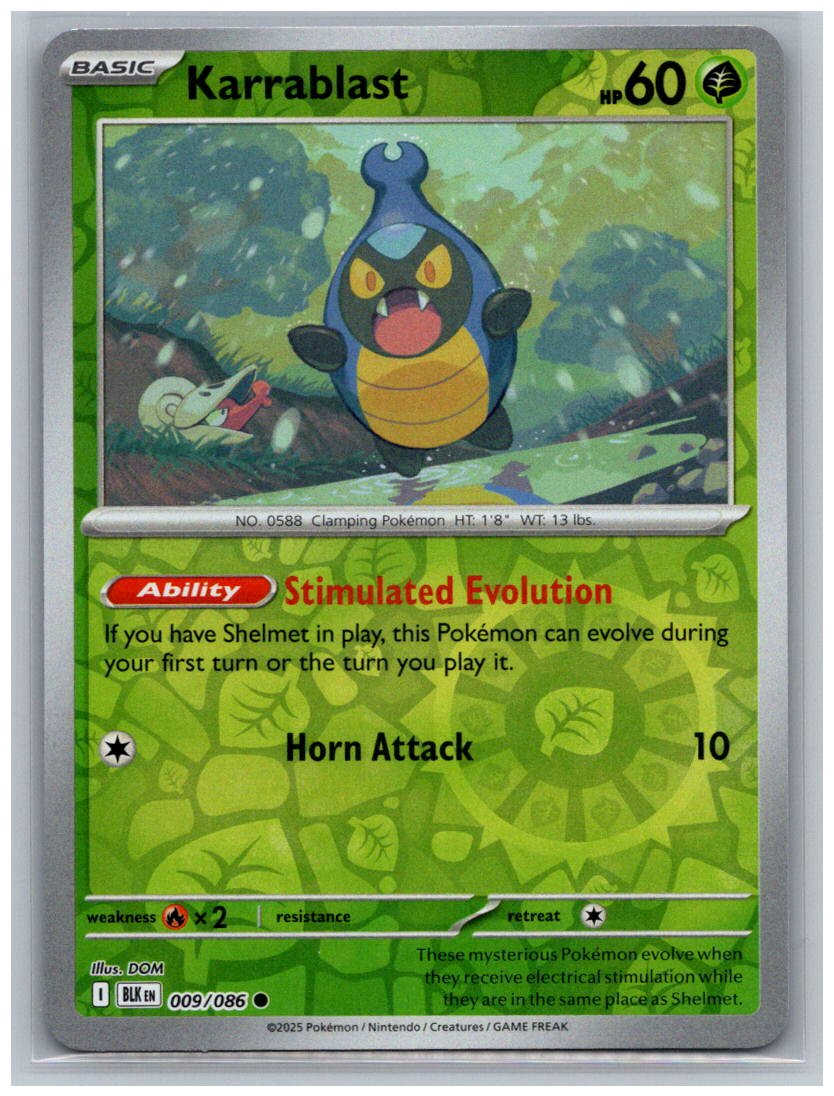 Karrablast Reverse Holo Common SV: Black Bolt 009/086 NM