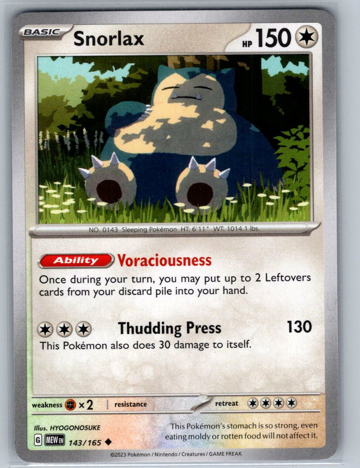 Snorlax Uncommon SV: Scarlet & Violet 151 143/165 NM