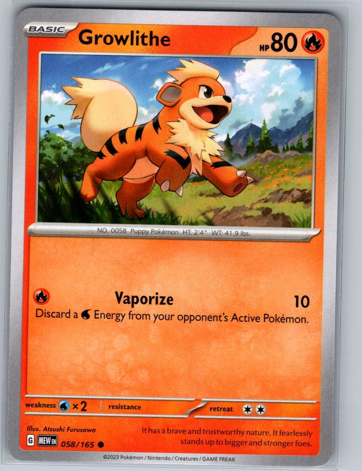 Growlithe Common SV: Scarlet & Violet 151 058/165 NM