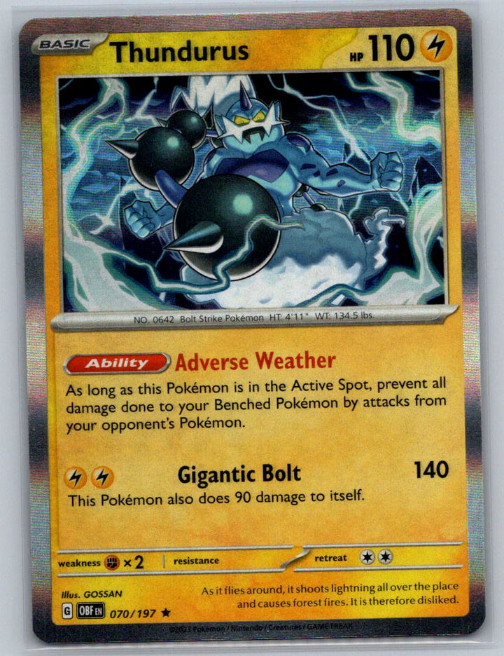 Thundurus Holo Rare SV03: Obsidian Flames 070/197 NM