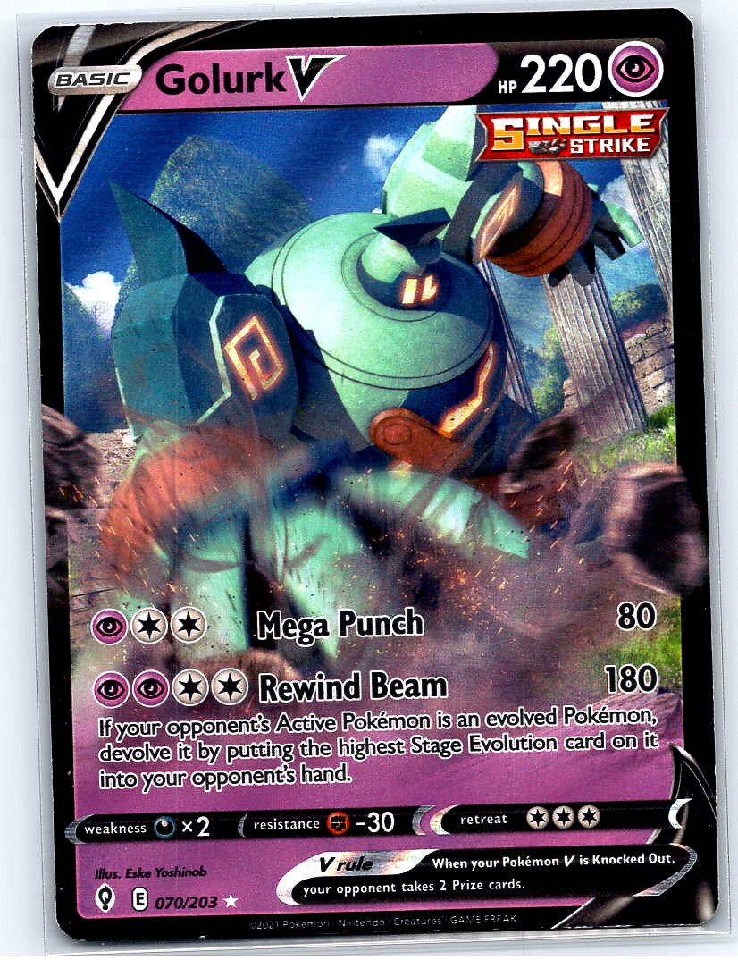 Golurk V Holo Ultra Rare SWSH07: Evolving Skies 070/203 NM