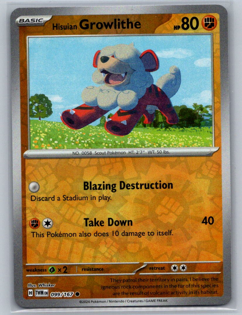 Hisuian Growlithe - Reverse Holo Common SV06: Twilight Masquerade 099/167 NM