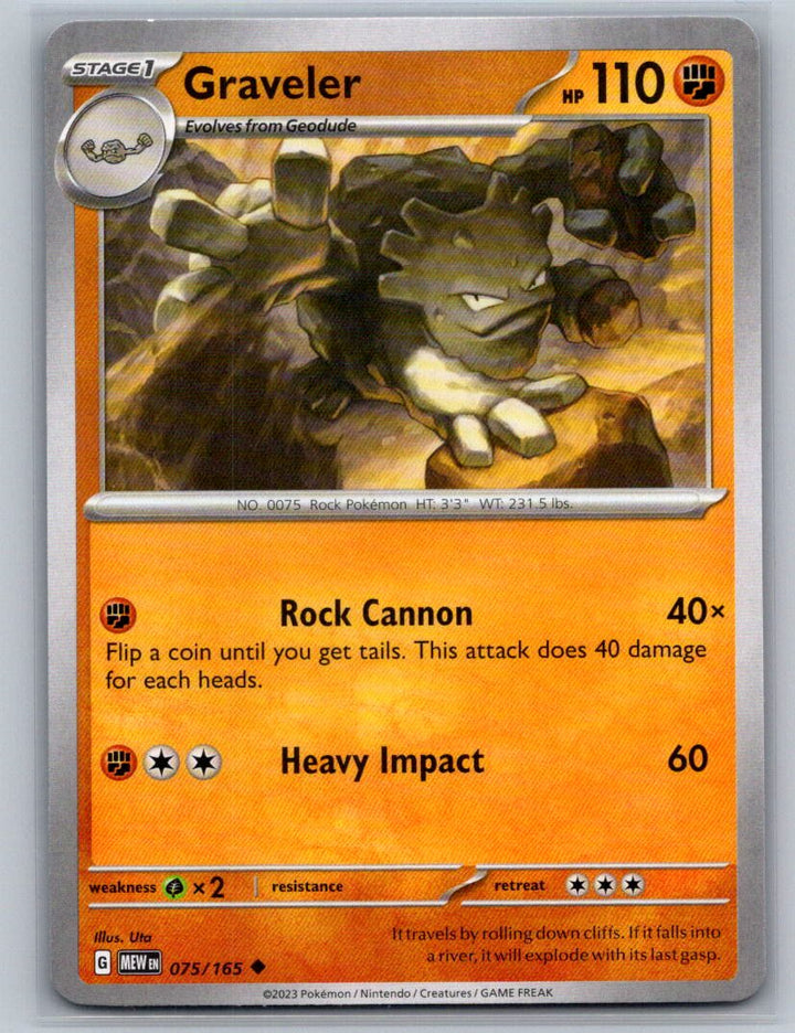Graveler Uncommon SV: Scarlet & Violet 151 075/165 NM
