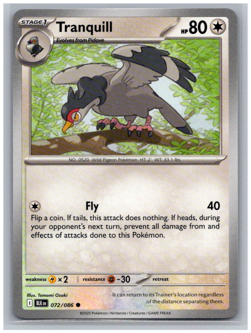 Tranquill Common SV: Black Bolt 072/086 NM
