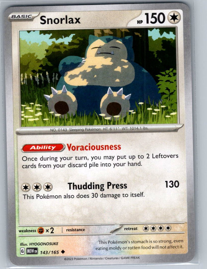 Snorlax Uncommon SV: Scarlet & Violet 151 143/165 NM