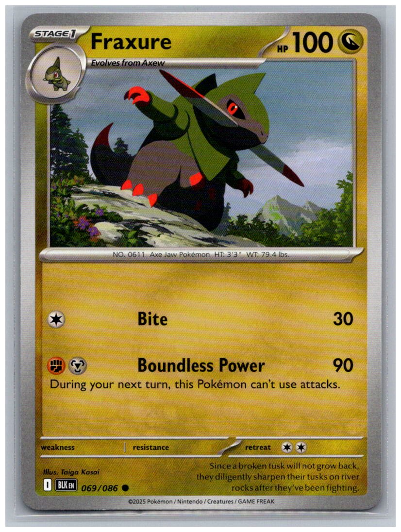 Fraxure Common SV: Black Bolt 069/086 NM