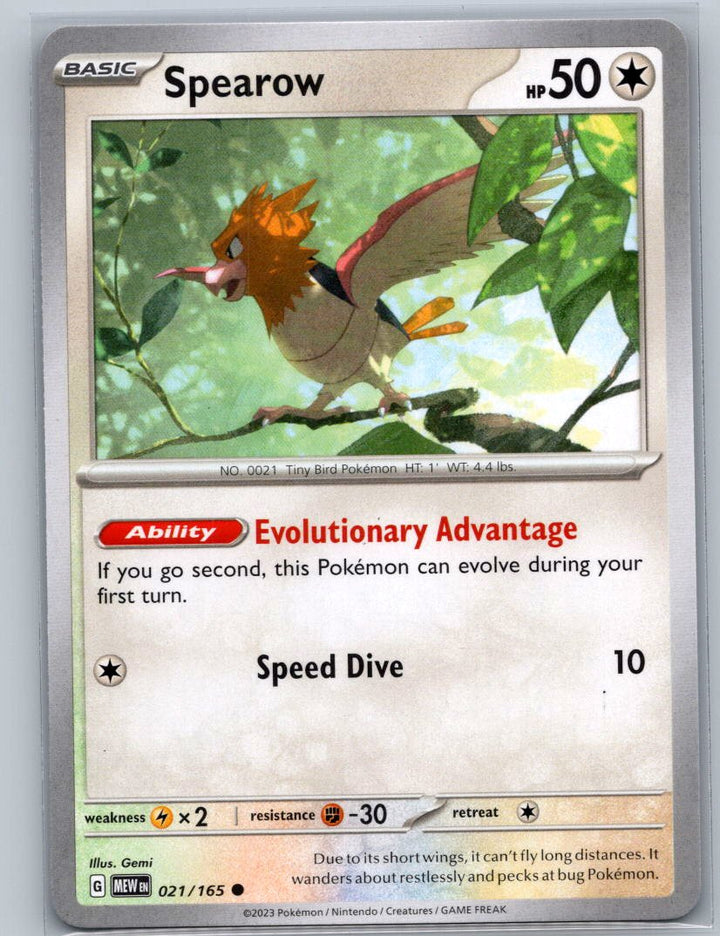 Spearow Common SV: Scarlet & Violet 151 021/165 NM