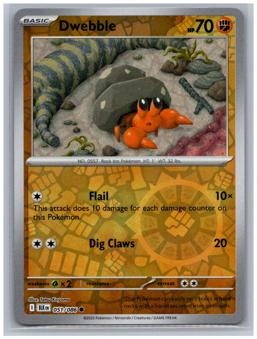 Dwebble Reverse Holo Common SV: Black Bolt 051/086 NM