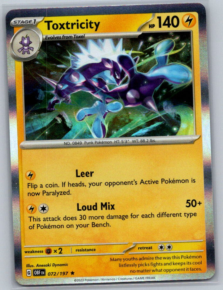 Toxtricity Holo Rare SV03: Obsidian Flames 072/197 NM