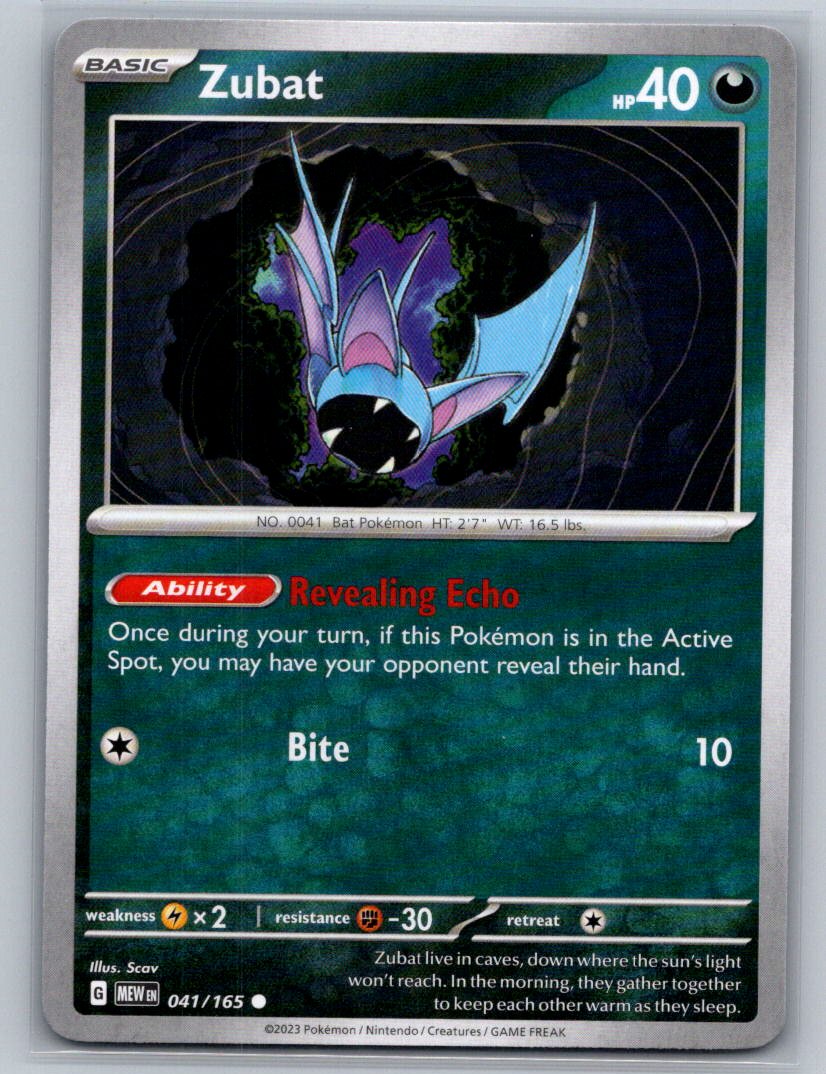Zubat Common SV: Scarlet & Violet 151 041/165 NM