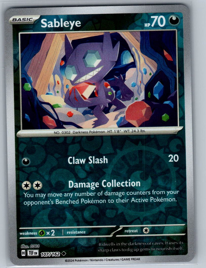 Sableye Reverse Holo Uncommon SV05: Temporal Forces 107/162 NM