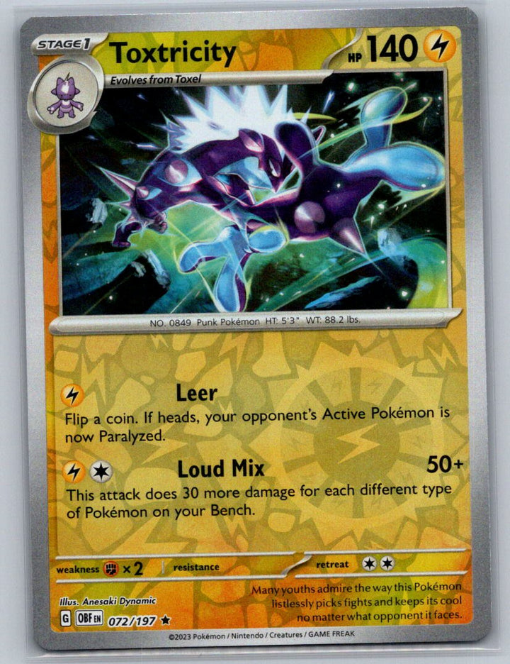 Toxtricity Reverse Holo Rare SV03: Obsidian Flames 072/197 NM