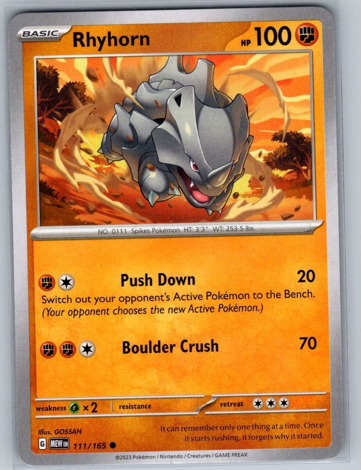 Rhyhorn Common SV: Scarlet & Violet 151 111/165 NM