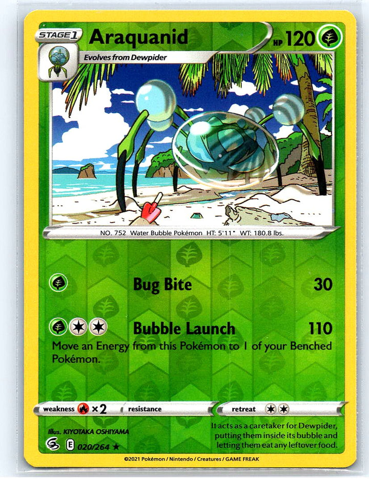 Araquanid Reverse Holo Rare SWSH08: Fusion Strike 020/264 NM