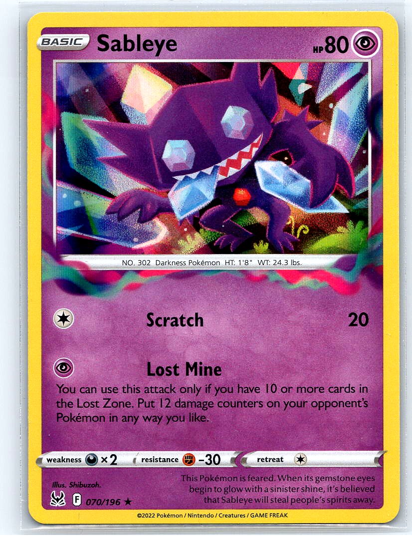Sableye Holo Rare SWSH11: Lost Origin 070/196 NM