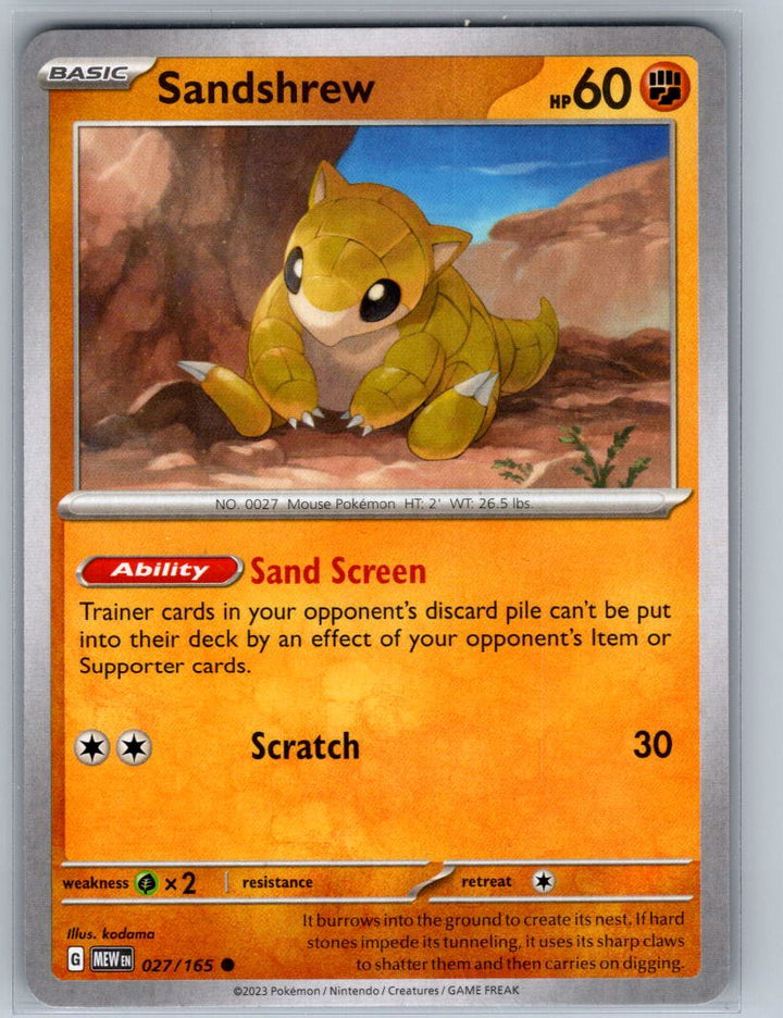 Sandshrew Common SV: Scarlet & Violet 151 027/165 NM