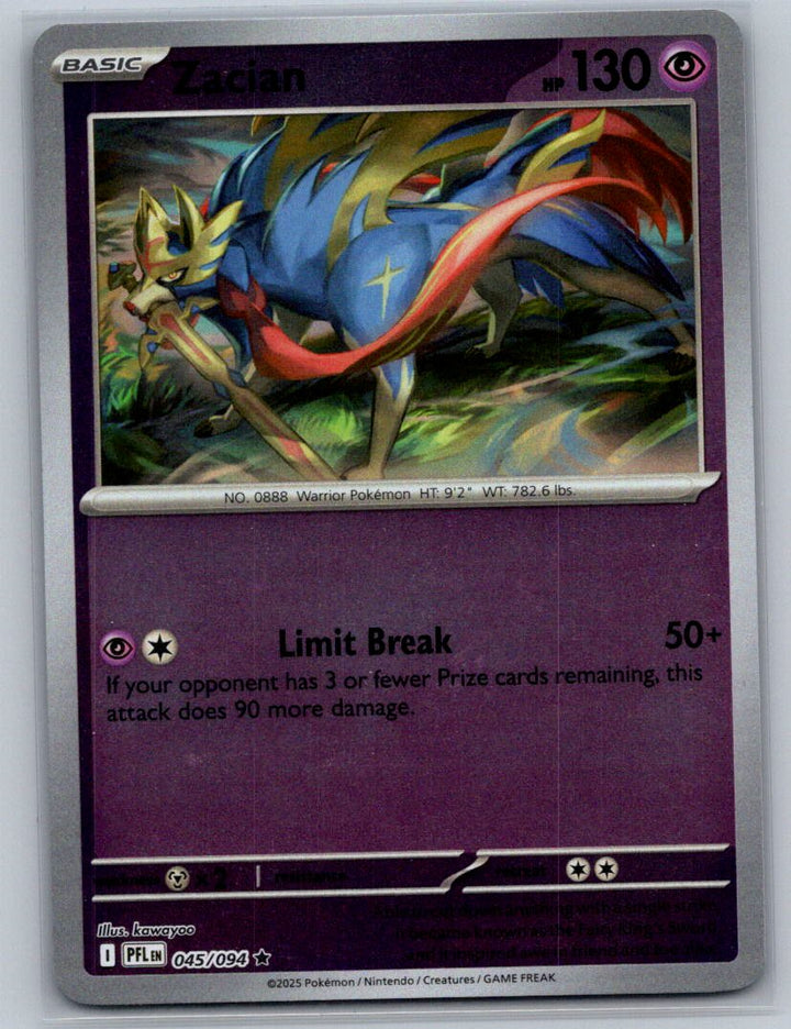 Zacian - Reverse Holo Rare ME02: Phantasmal Flames 045/094 NM