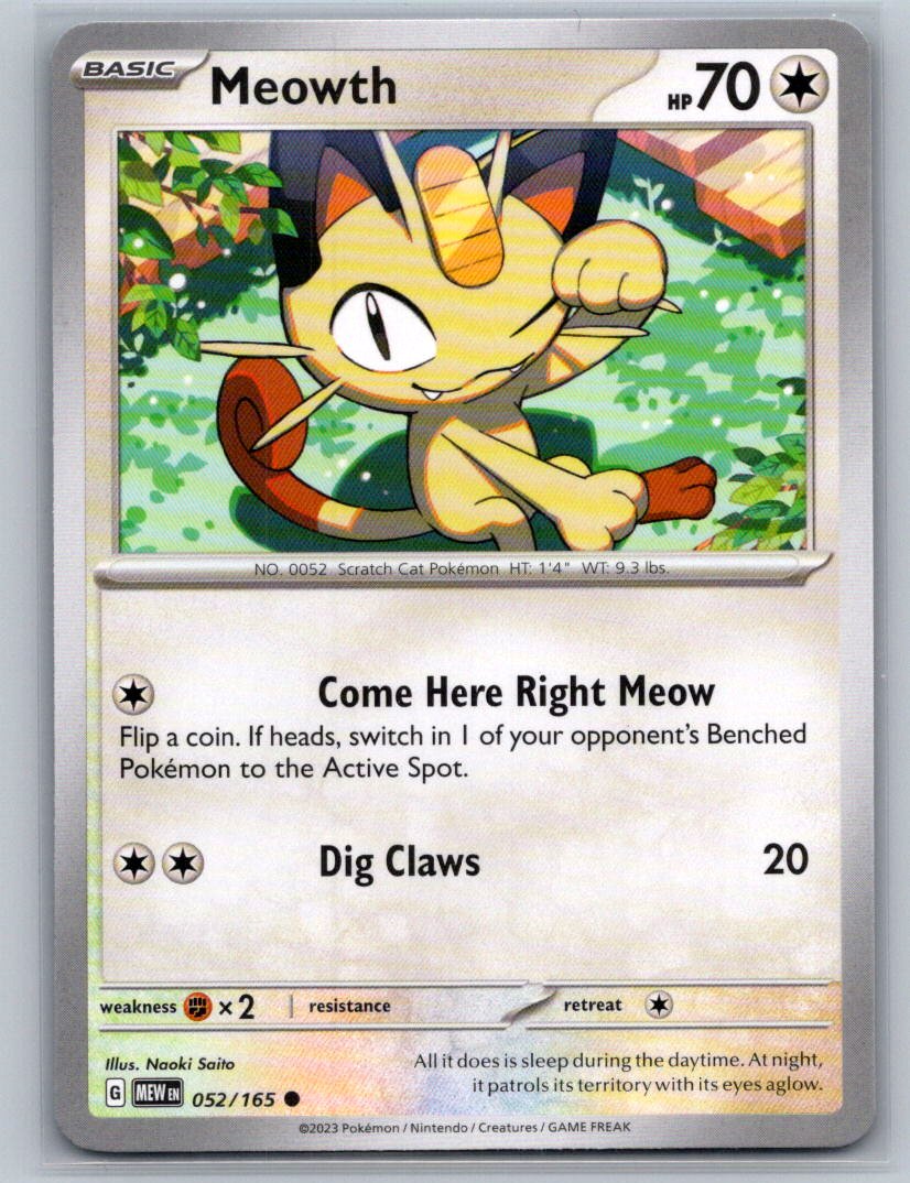 Meowth Common SV: Scarlet & Violet 151 052/165 NM
