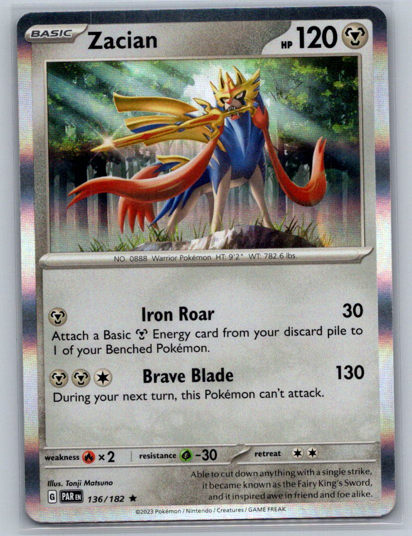 Zacian Holo Rare SV04: Paradox Rift 136/182 NM