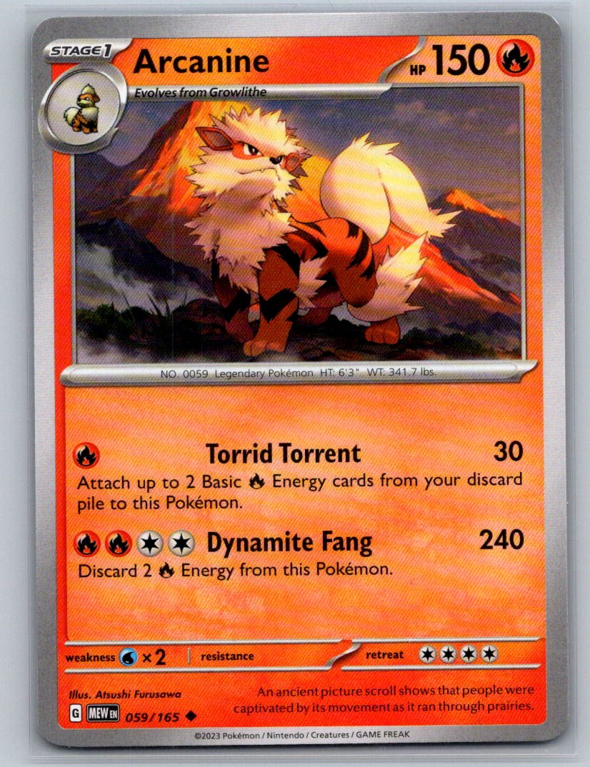 Arcanine Uncommon SV: Scarlet & Violet 151 059/165 NM