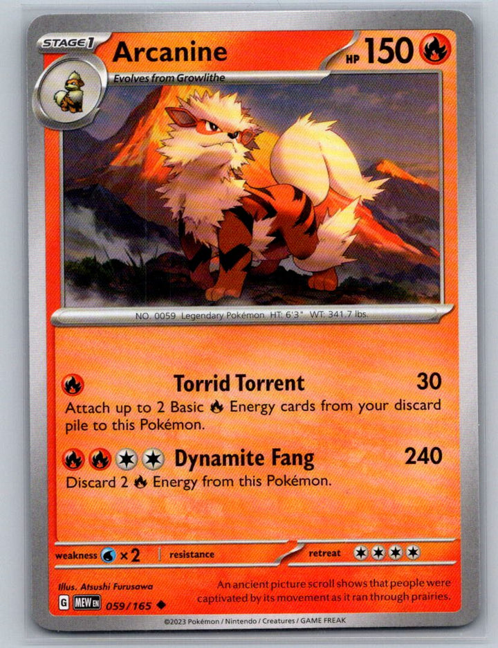 Arcanine Uncommon SV: Scarlet & Violet 151 059/165 NM