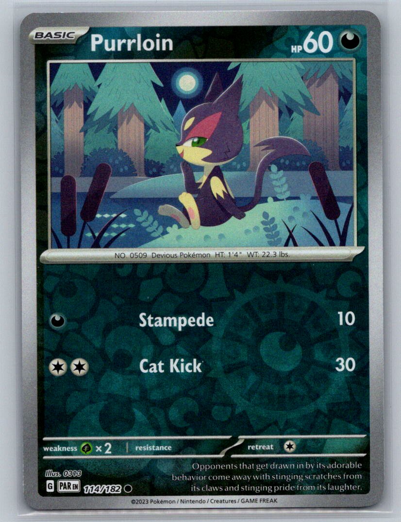 Purrloin Reverse Holo Common SV04: Paradox Rift 114/182 NM