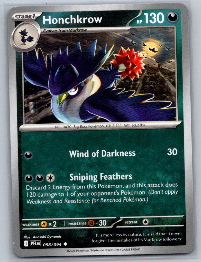 Honchkrow Uncommon ME02: Phantasmal Flames 058/094 NM