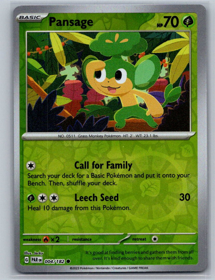 Pansage Reverse Holo Common SV04: Paradox Rift 004/182 NM