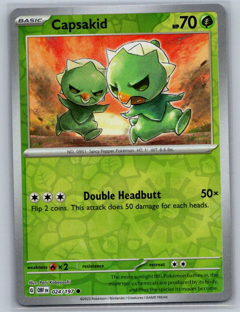 Capsakid - Reverse Holo Common SV03: Obsidian Flames 024/197 NM