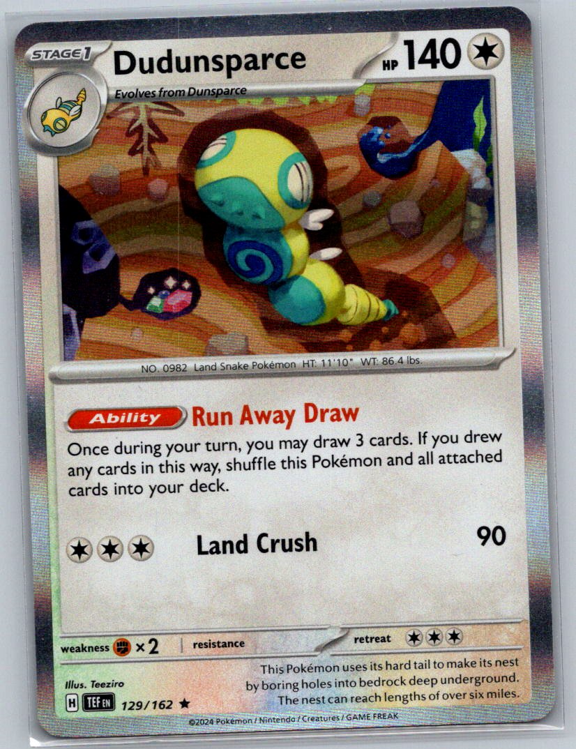 Dudunsparce Holo Rare SV05: Temporal Forces 129/162 NM