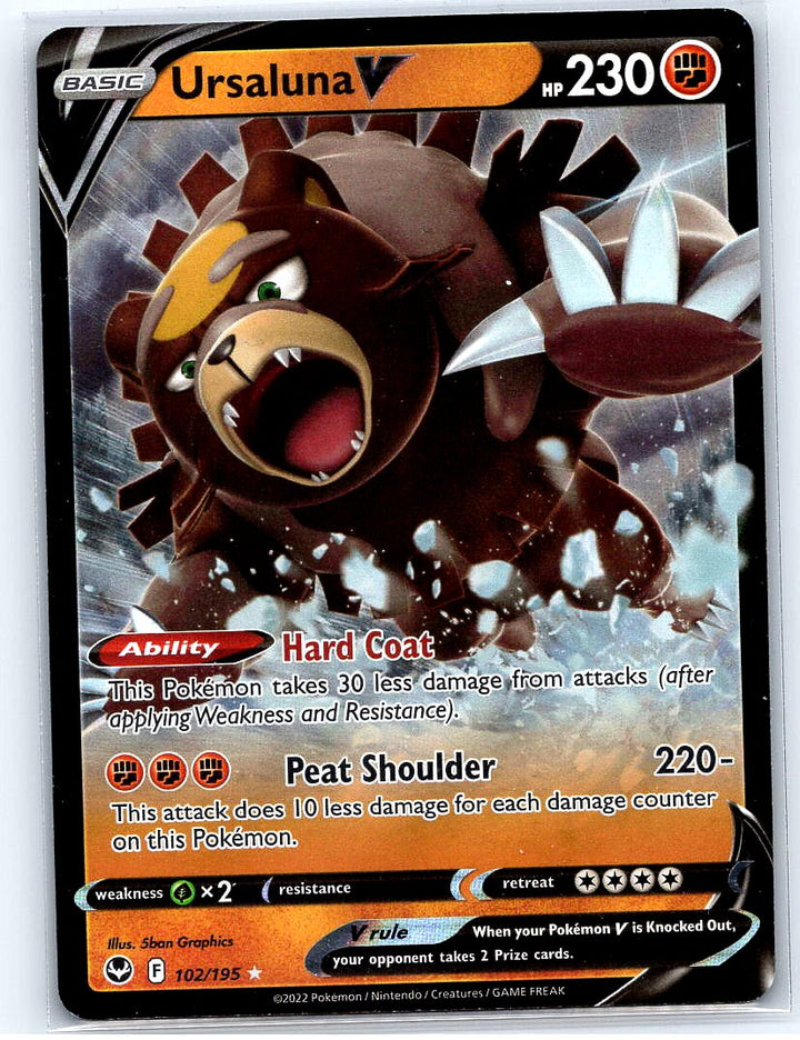 Ursaluna V Holo Ultra Rare SWSH12: Silver Tempest 102/195 NM