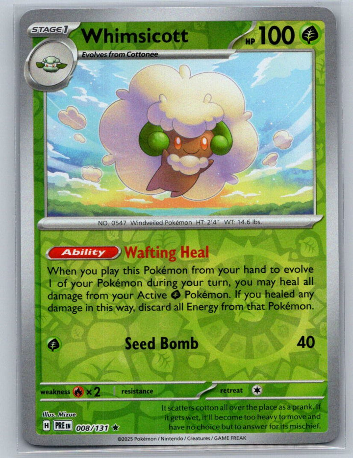 Whimsicott Reverse Holo Rare SV: Prismatic Evolutions 008/131 NM