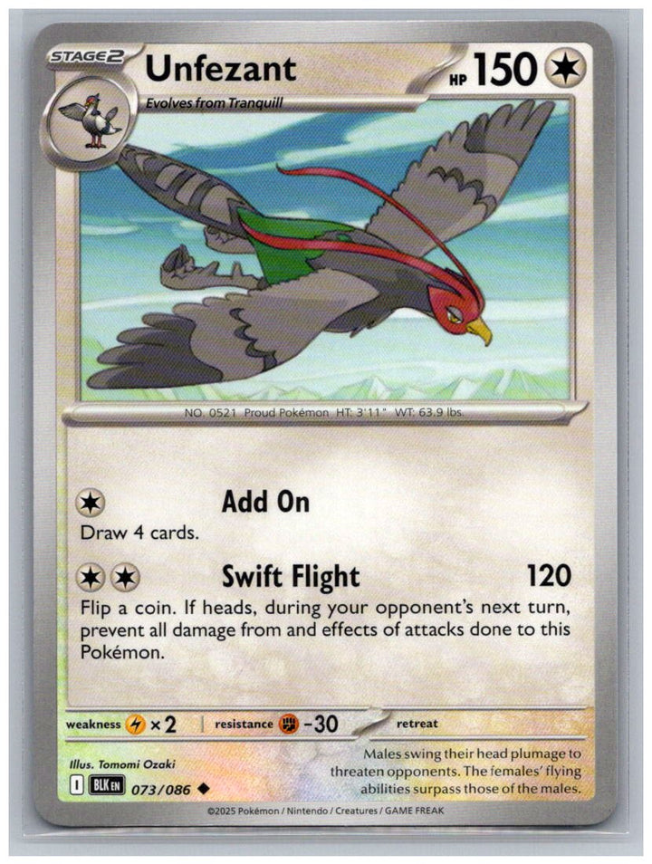Unfezant Uncommon SV: Black Bolt 073/086 NM