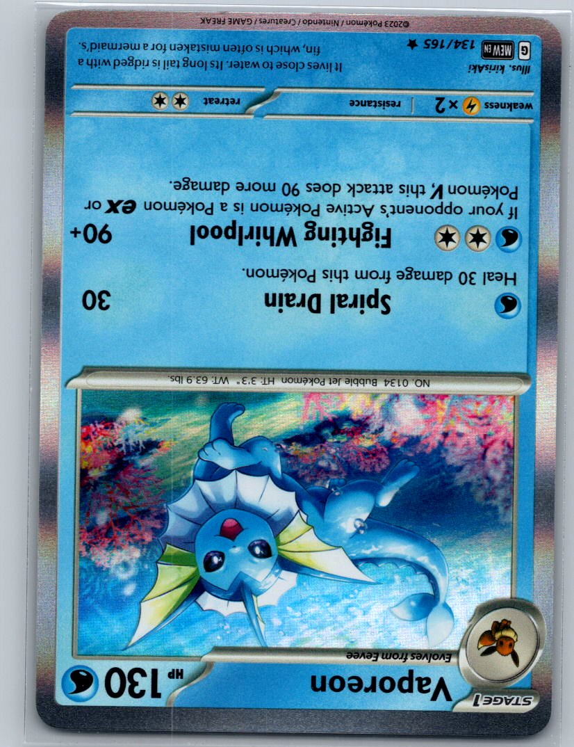 Vaporeon Holo Rare SV: Scarlet & Violet 151 134/165 NM