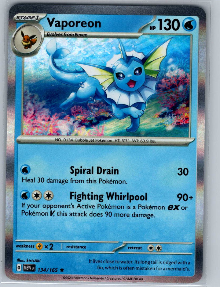 Vaporeon Holo Rare SV: Scarlet & Violet 151 134/165 NM