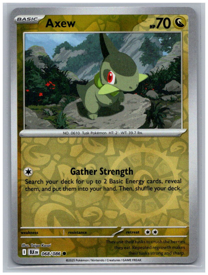 Axew Reverse Holo Common SV: Black Bolt 068/086 NM