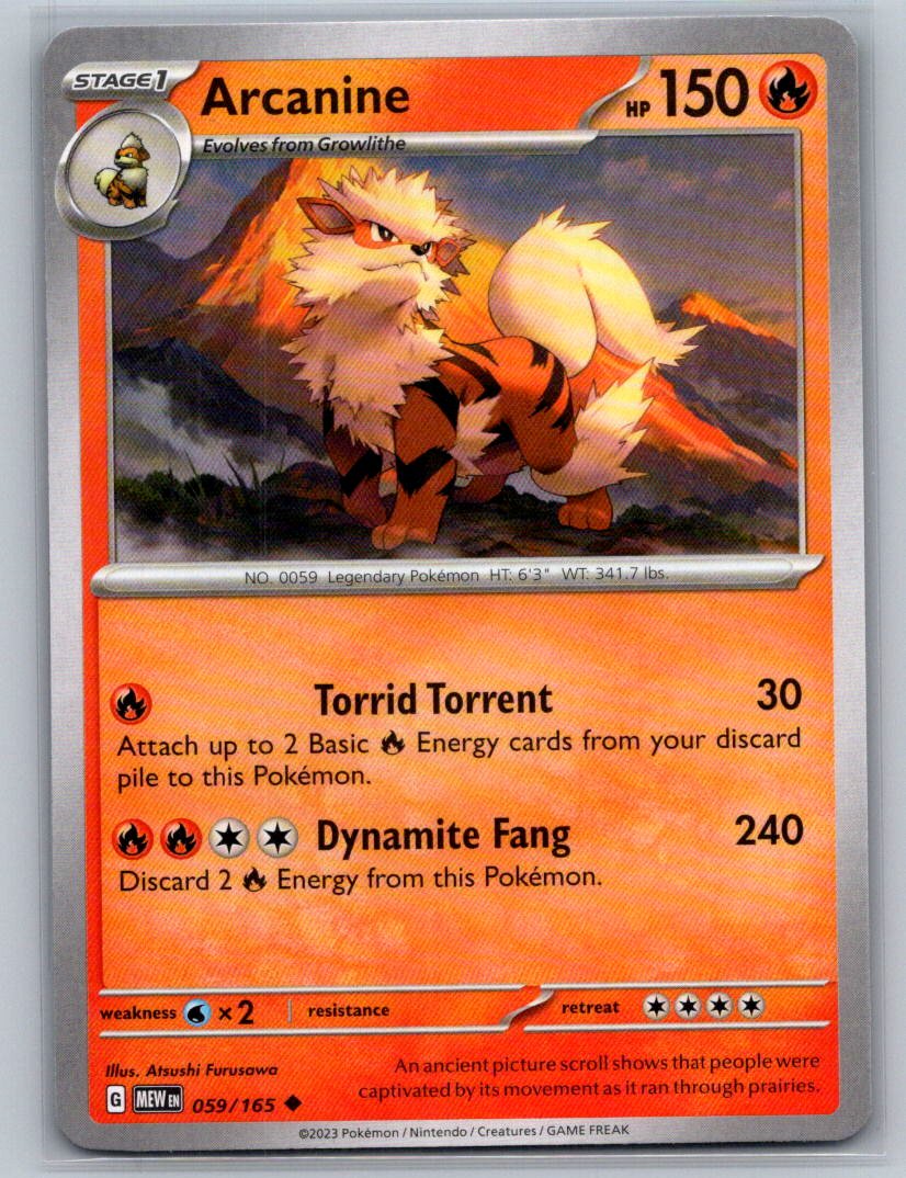 Arcanine Uncommon SV: Scarlet & Violet 151 059/165 NM