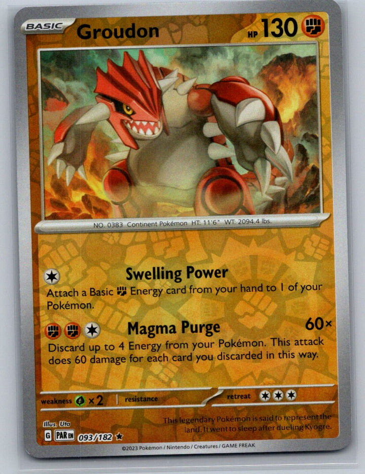 Groudon - Reverse Holo Rare SV04: Paradox Rift 093/182 NM