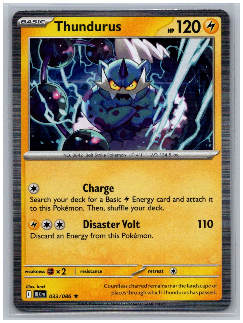 Thundurus Holo Rare SV: Black Bolt 033/086 NM