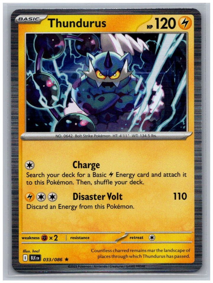 Thundurus Holo Rare SV: Black Bolt 033/086 NM