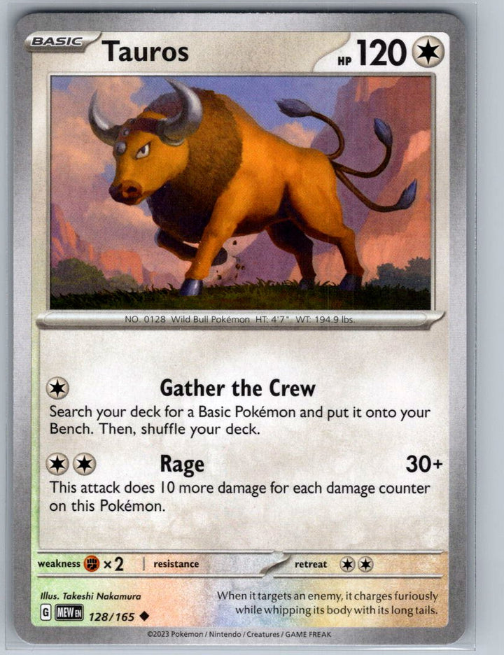 Tauros Uncommon SV: Scarlet & Violet 151 128/165 NM
