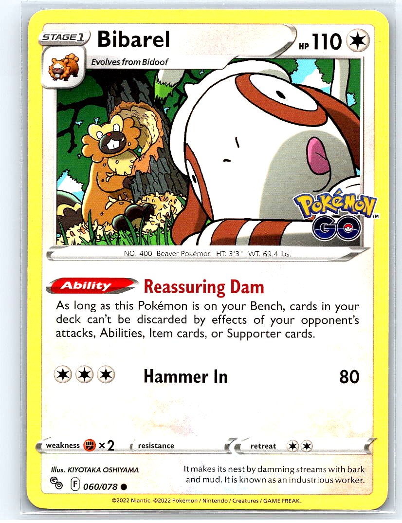 Bibarel Common Pokemon GO 060/078 NM