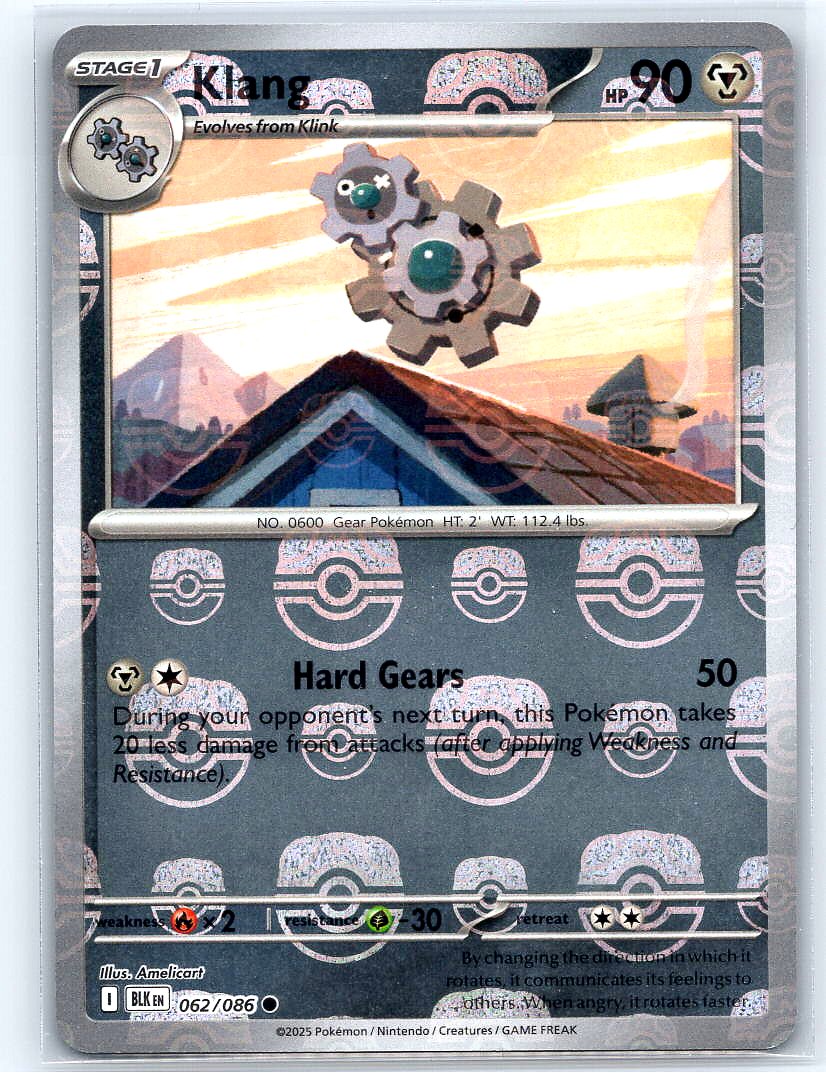 Klang (Master Ball Pattern) Holo Common SV: Black Bolt 062/086 NM