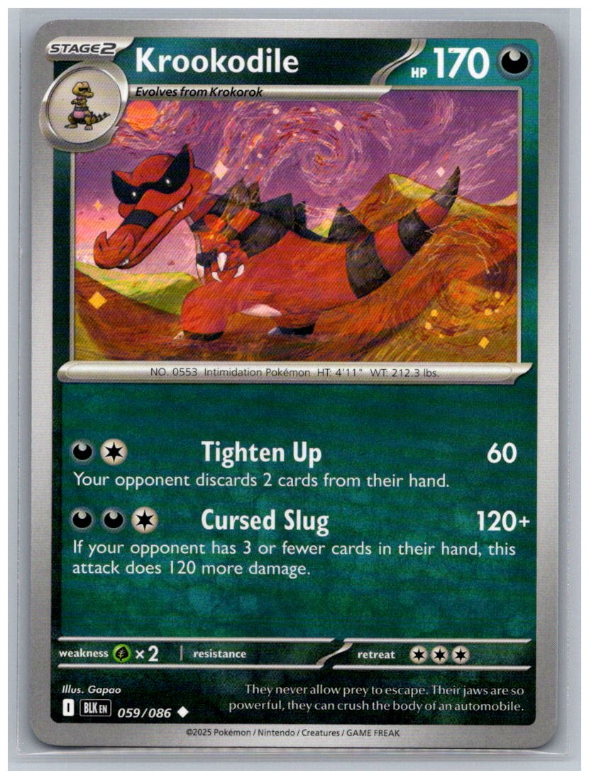 Krookodile Uncommon SV: Black Bolt 059/086 NM