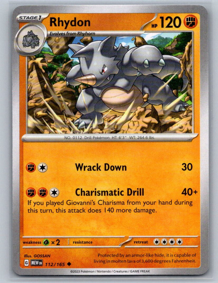 Rhydon Uncommon SV: Scarlet & Violet 151 112/165 NM