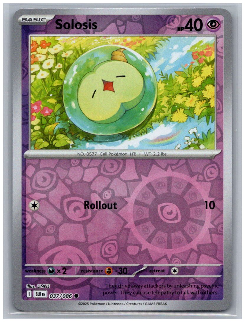 Solosis Reverse Holo Common SV: Black Bolt 037/086 NM