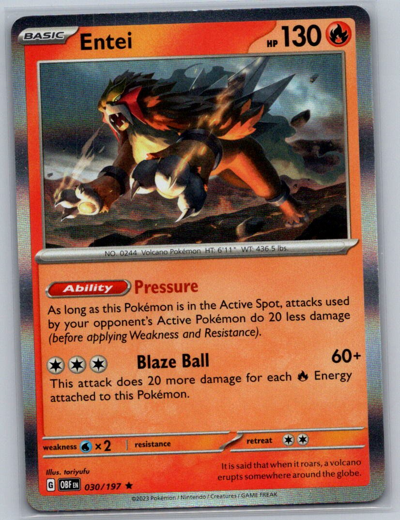 Entei Holo Rare SV03: Obsidian Flames 030/197 NM
