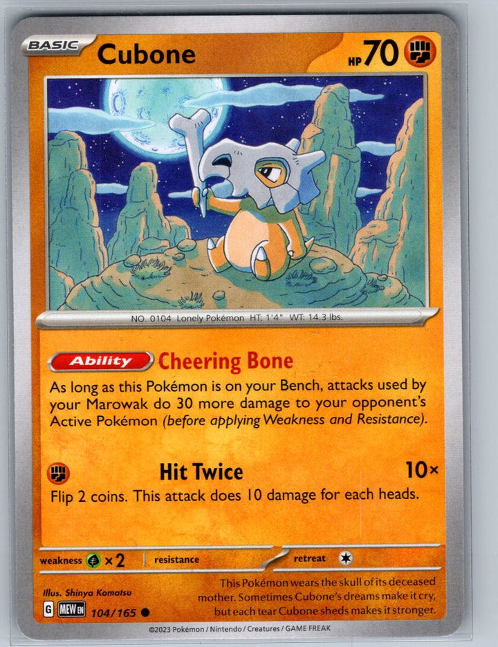 Cubone Common SV: Scarlet & Violet 151 104/165 NM